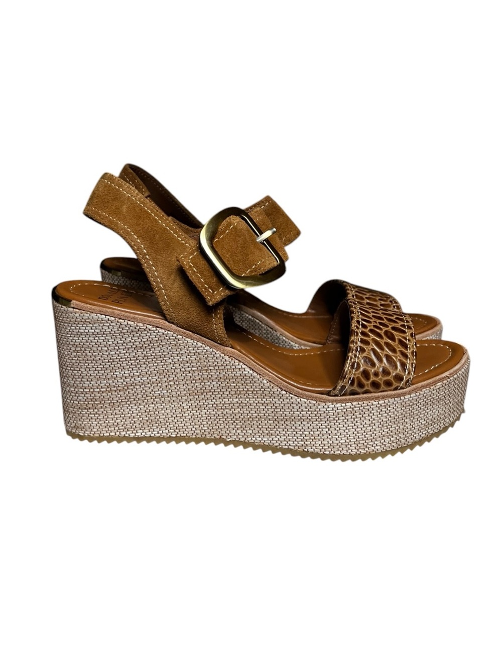 🌻NEW w/box Donald Pliner Imani Wedge Sandal Leather Platform Buckle Comfort 8.5